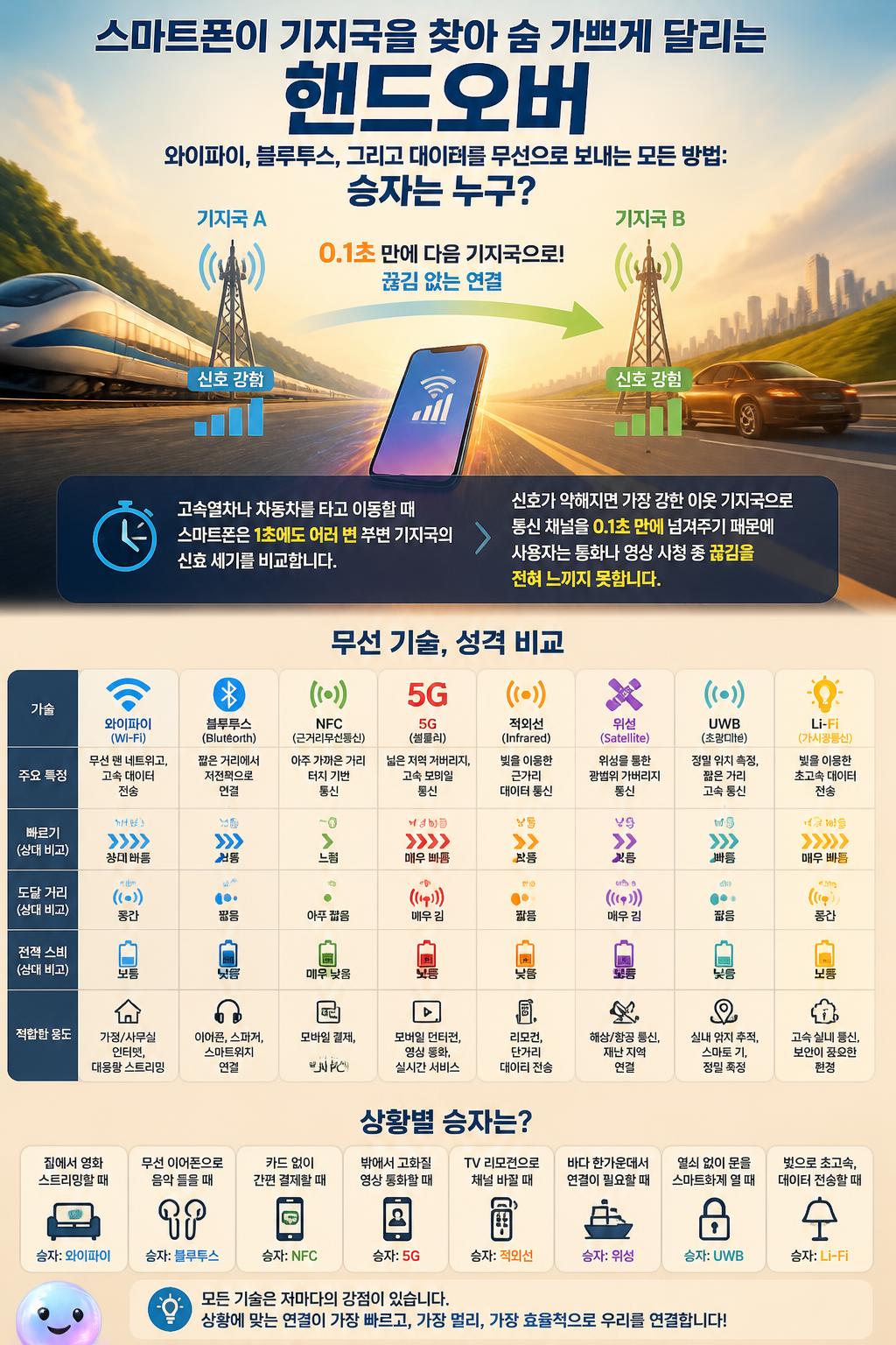 스마트폰이 기지국을 찾아 숨 가쁘게 달리는 핸드오버