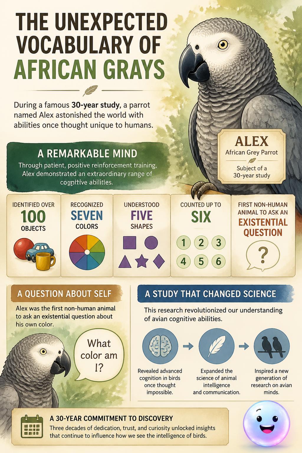 The unexpected vocabulary of african grays