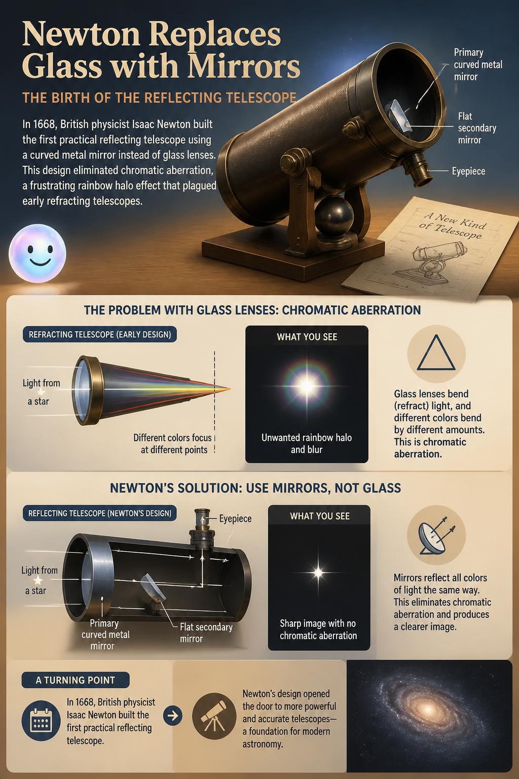 Newton replaces glass with mirrors
