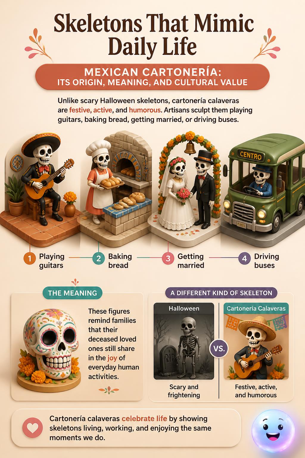Skeletons that mimic daily life