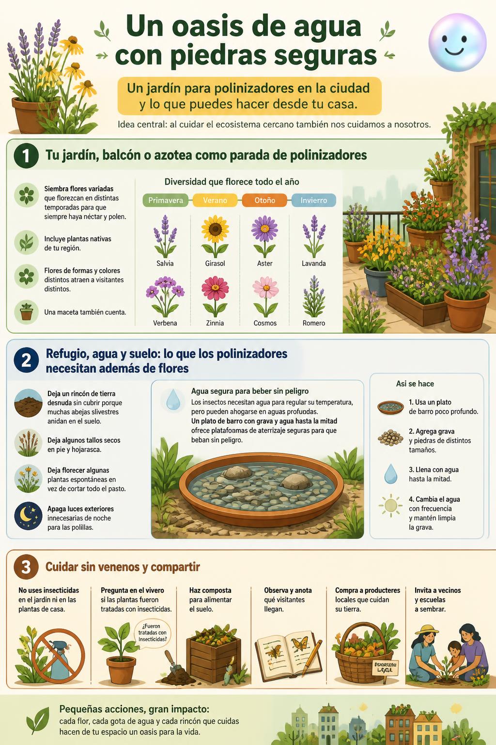 Un oasis de agua con piedras seguras