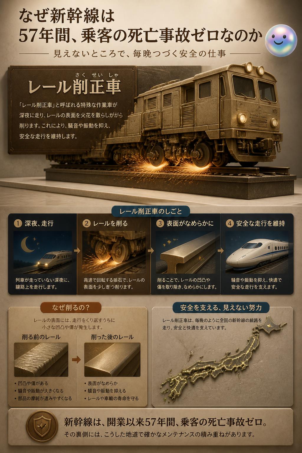 線路を削って滑らかにする削正車