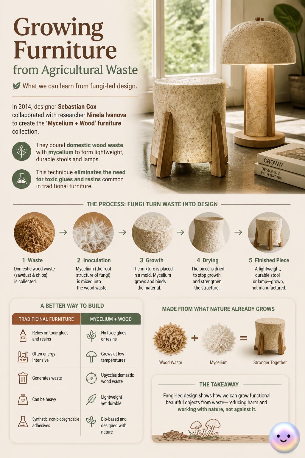 Growing furniture from agricultural waste