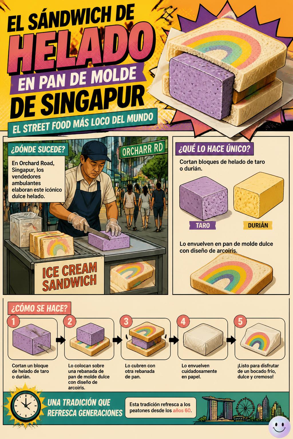El sándwich de helado en pan de molde de Singapur