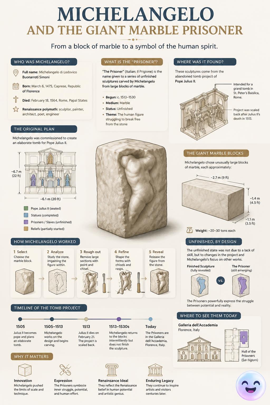 Michelangelo and the giant marble prisoner