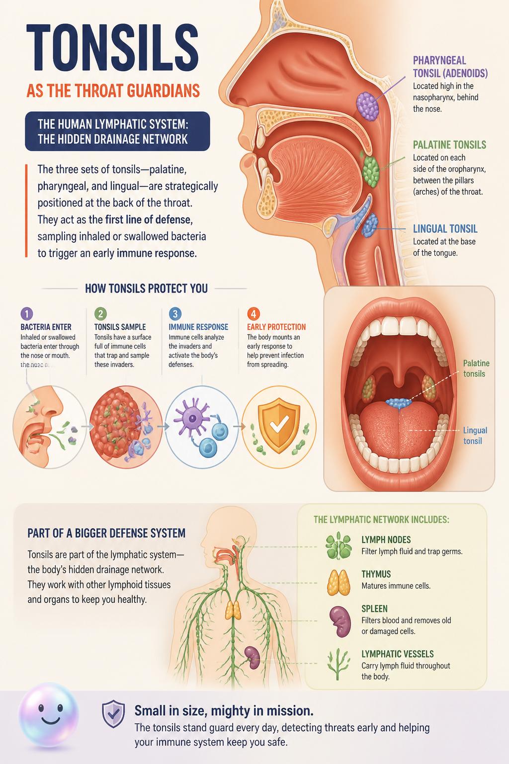 Tonsils as the throat guardians
