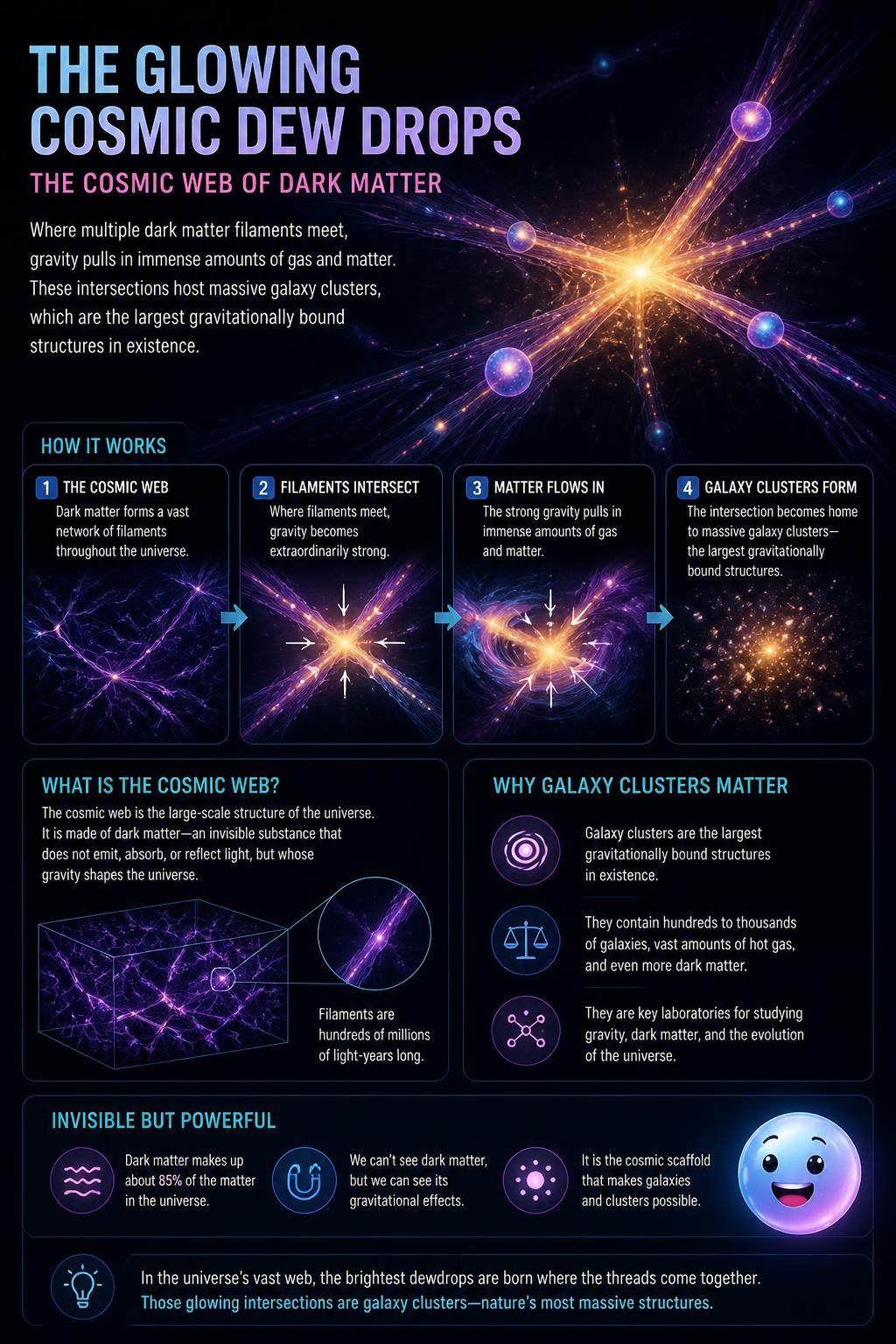 The glowing cosmic dew drops