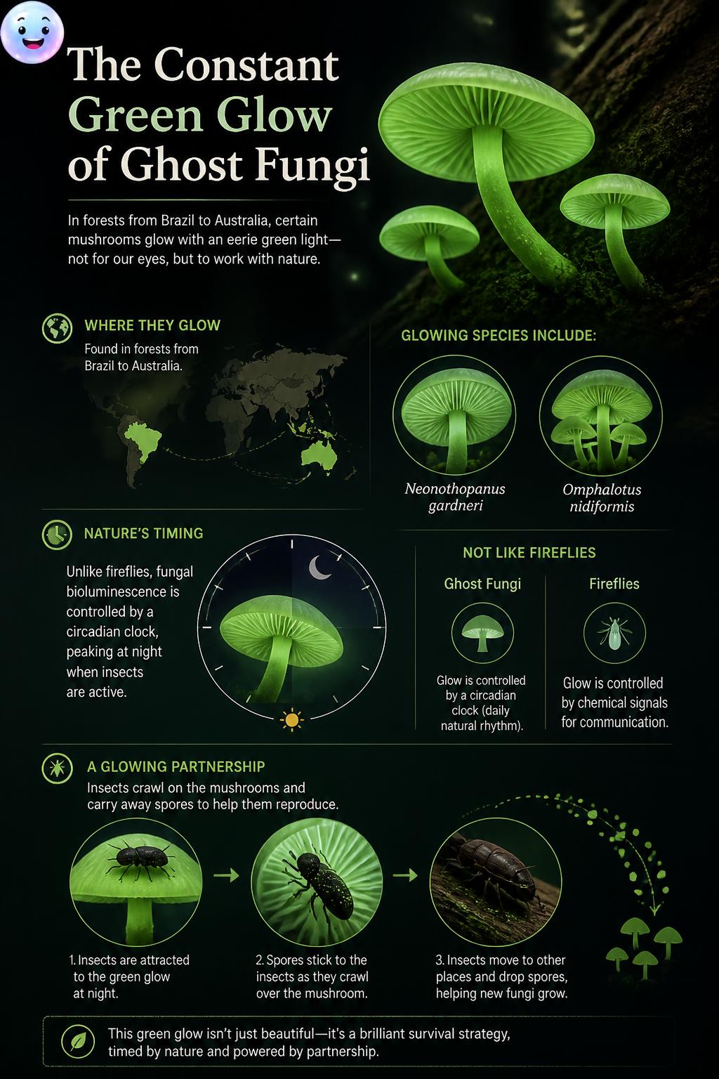 The constant green glow of ghost fungi