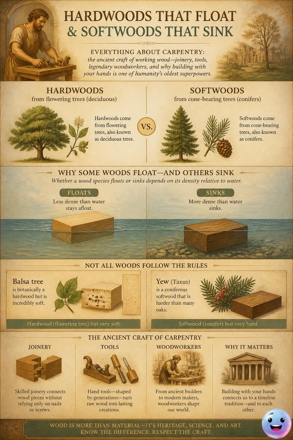 Hardwoods that float and softwoods that sink