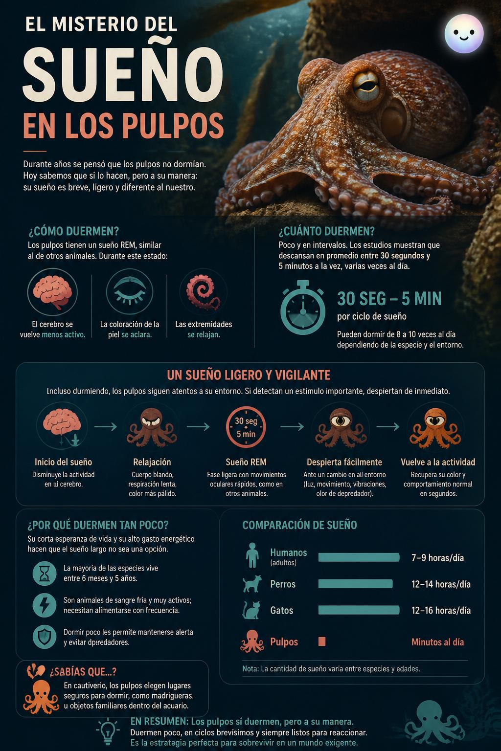 El misterio del sueño en los pulpos