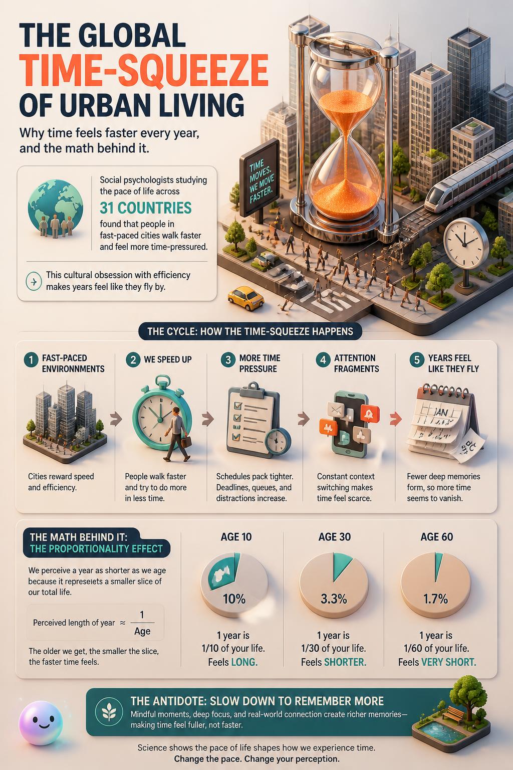 The global time-squeeze of urban living