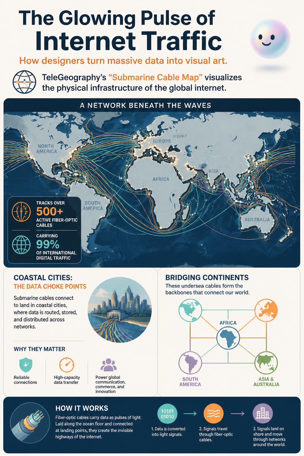 The glowing pulse of internet traffic