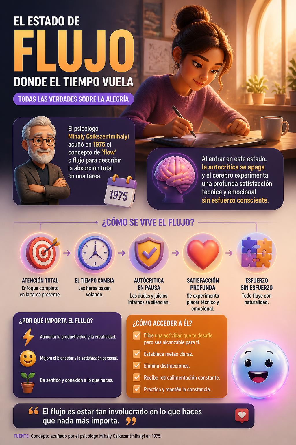 El estado de flujo donde el tiempo vuela