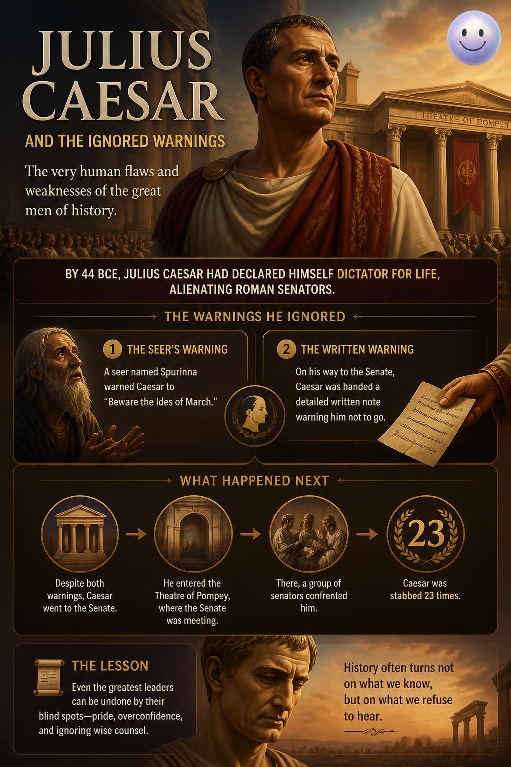 Julius Caesar and the ignored warnings