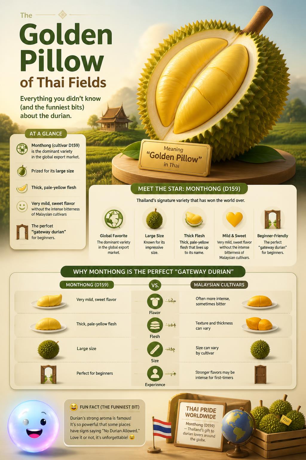 The golden pillow of the Thai fields