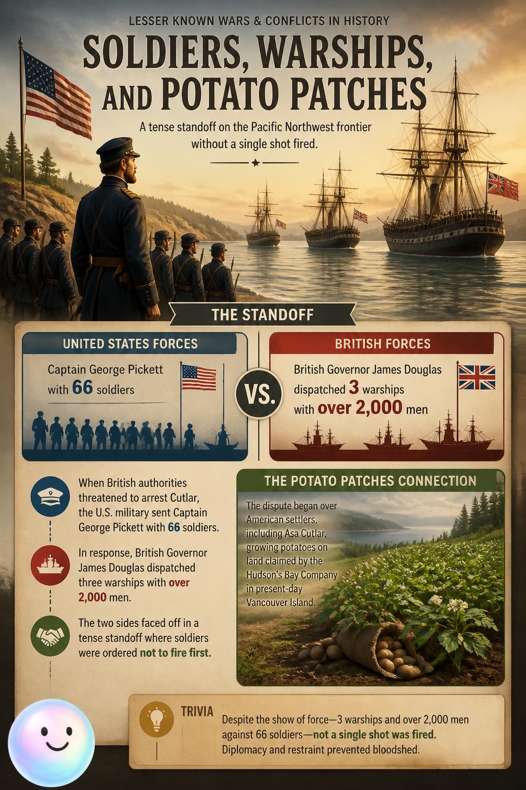 Soldiers, warships, and potato patches