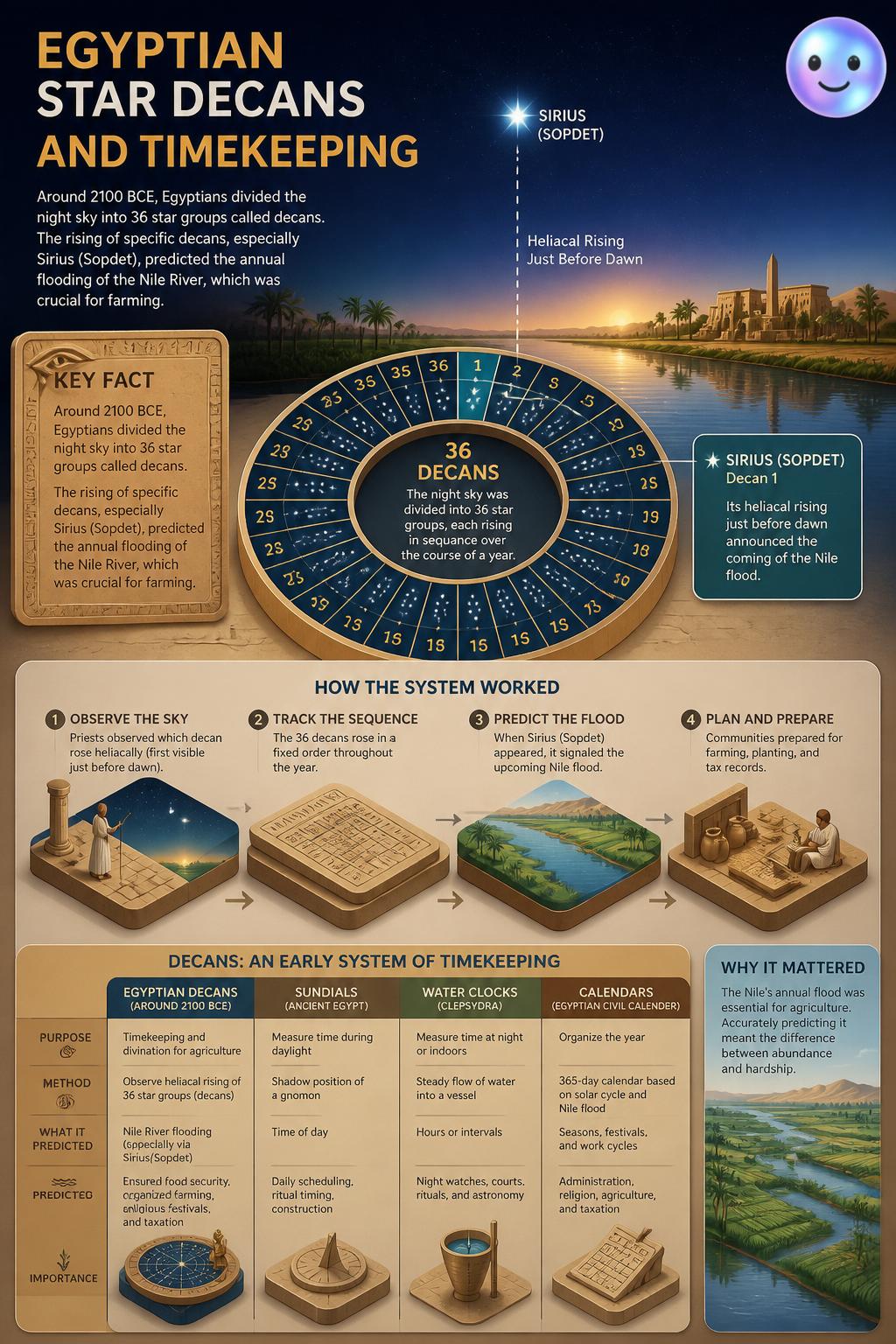 Egyptian star decans and timekeeping