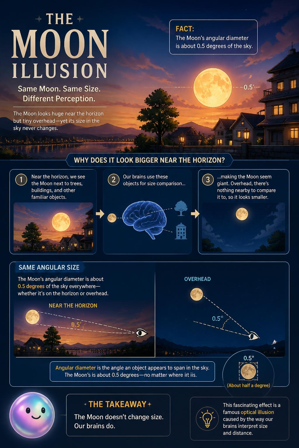 The moon illusion in the sky