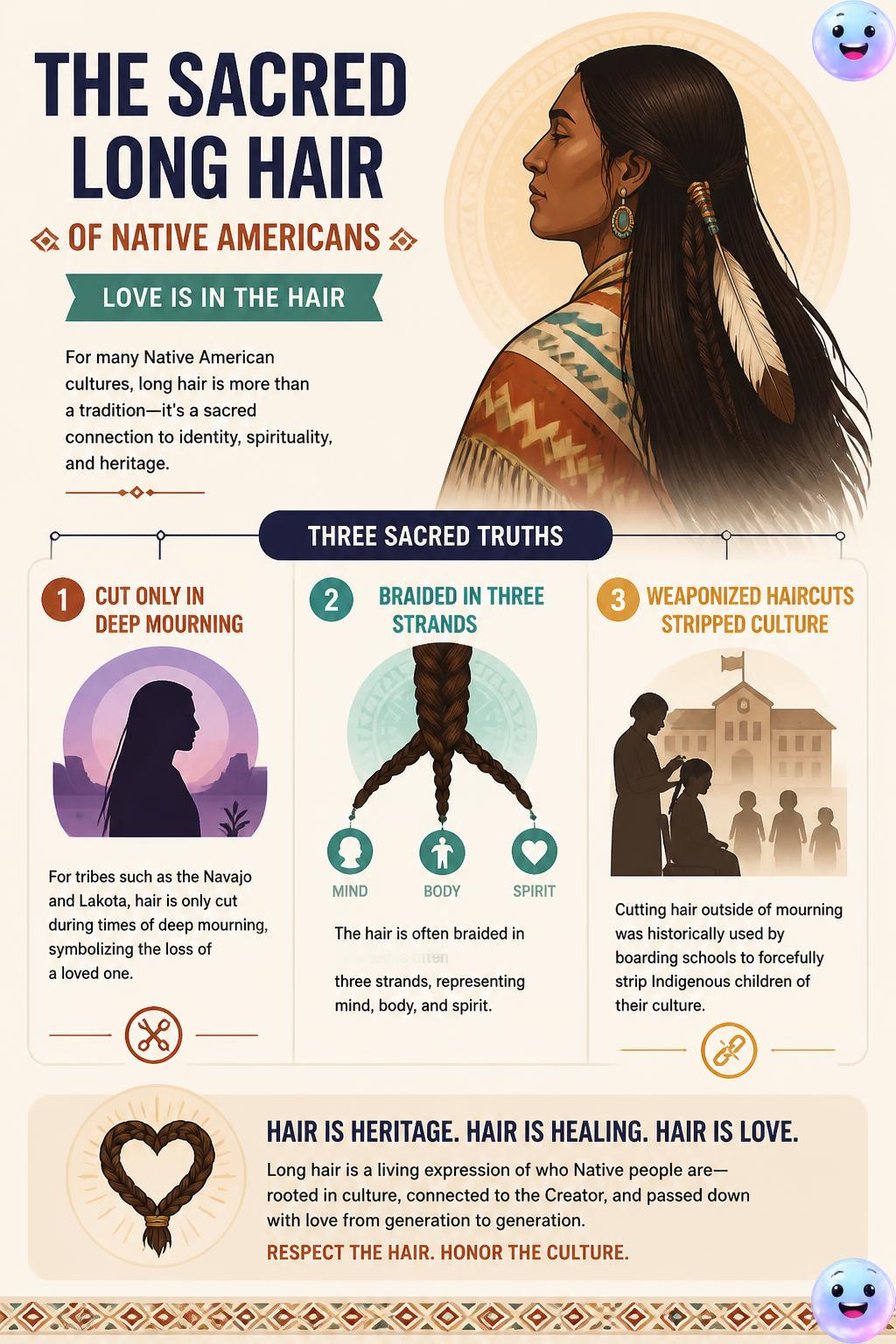 The sacred long hair of Native Americans