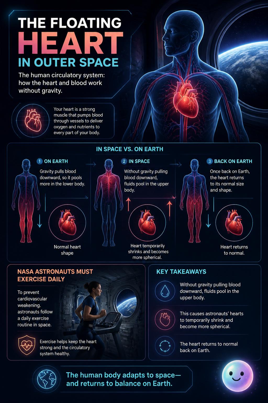 The floating heart in outer space