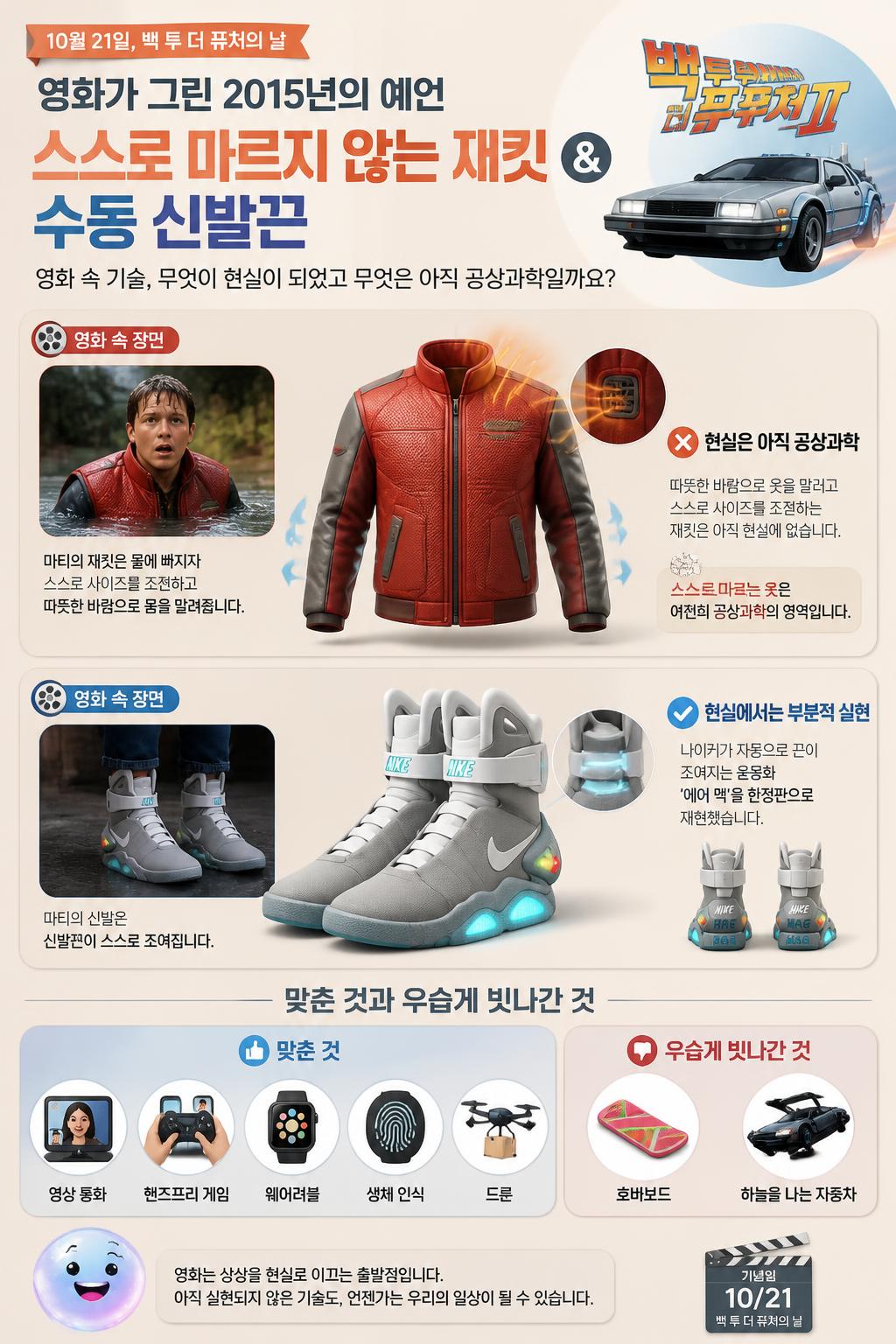 스스로 마르지 않는 재킷과 수동 신발끈