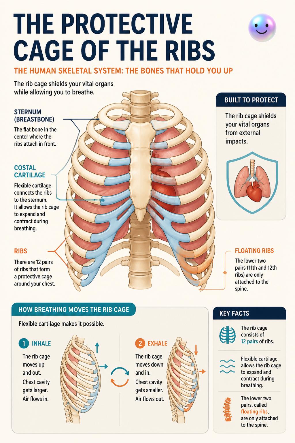 The protective cage of the ribs