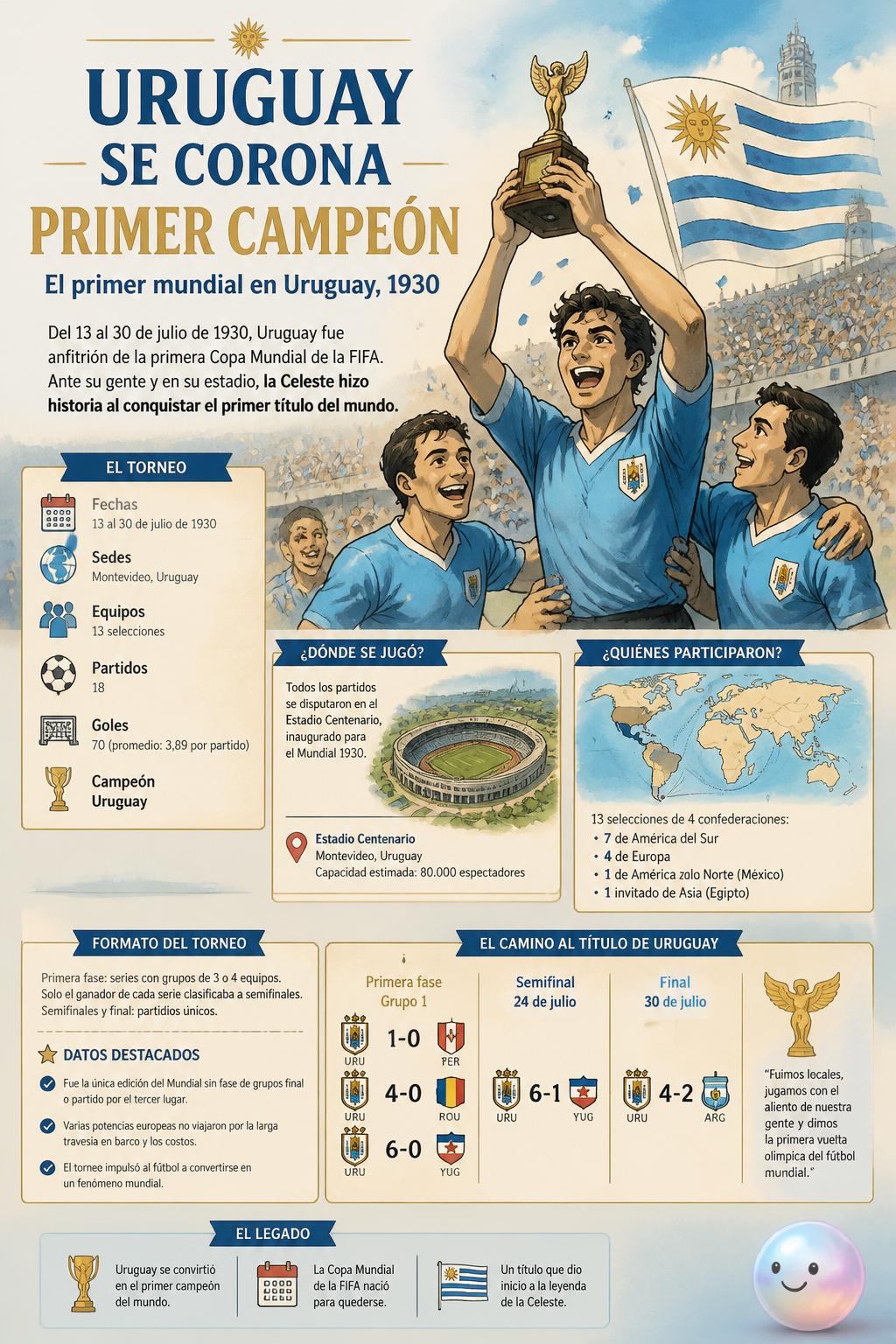 Uruguay se corona primer campeón