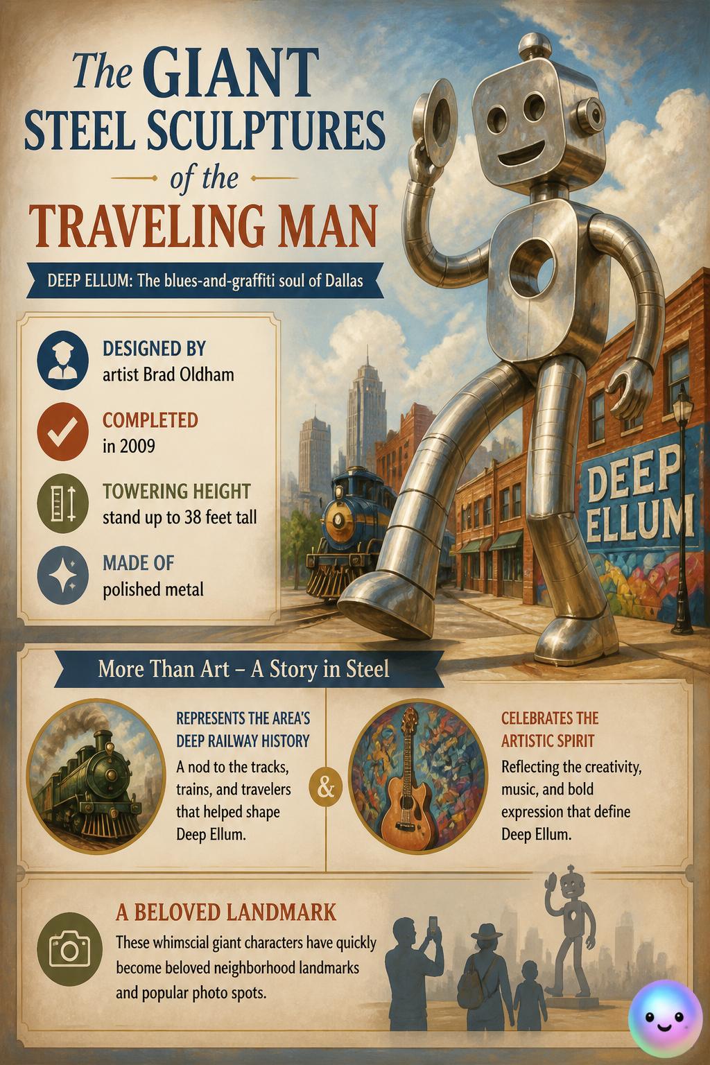 The giant steel sculptures of the Traveling Man