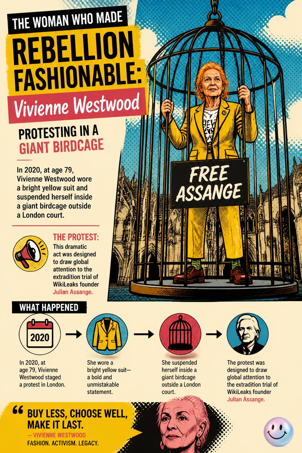 Protesting in a giant birdcage