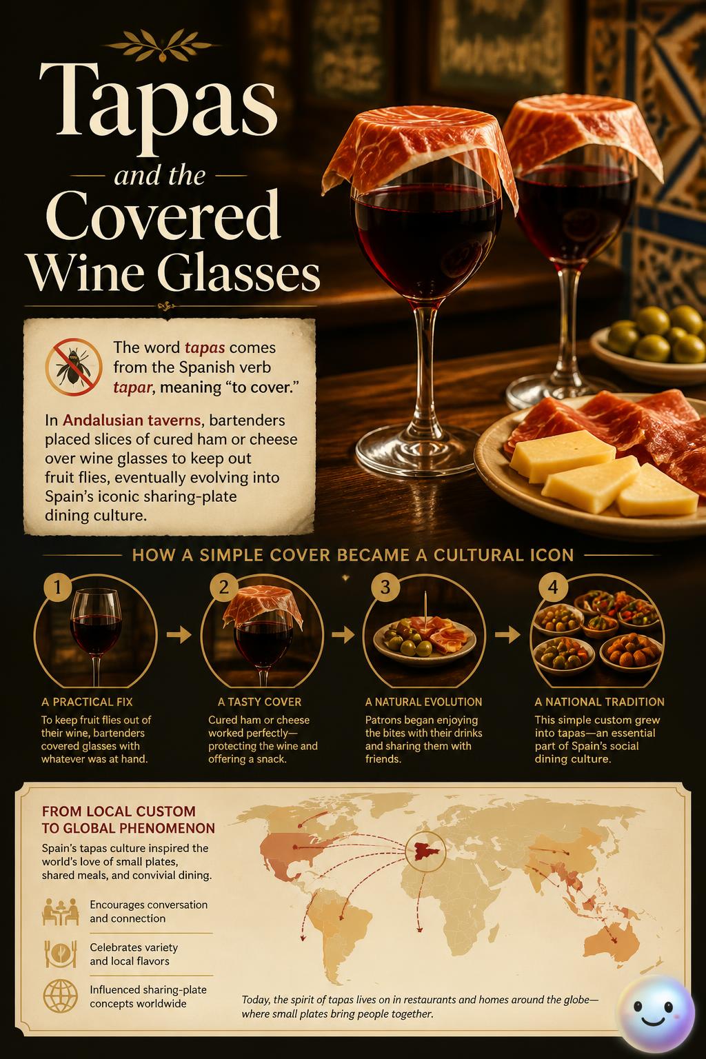 Tapas and the covered wine glasses