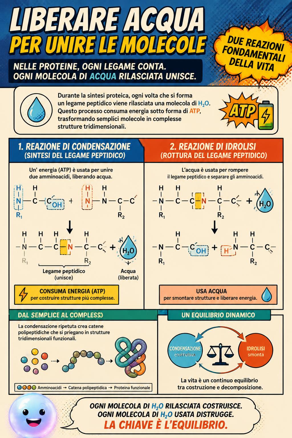 Liberare acqua per unire le molecole