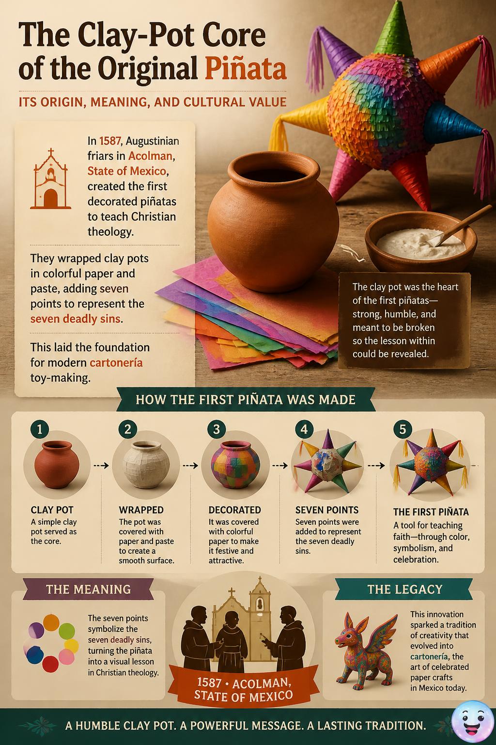 The clay-pot core of the original piñata
