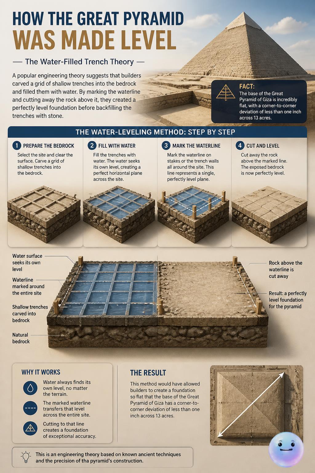 The water-filled trench level