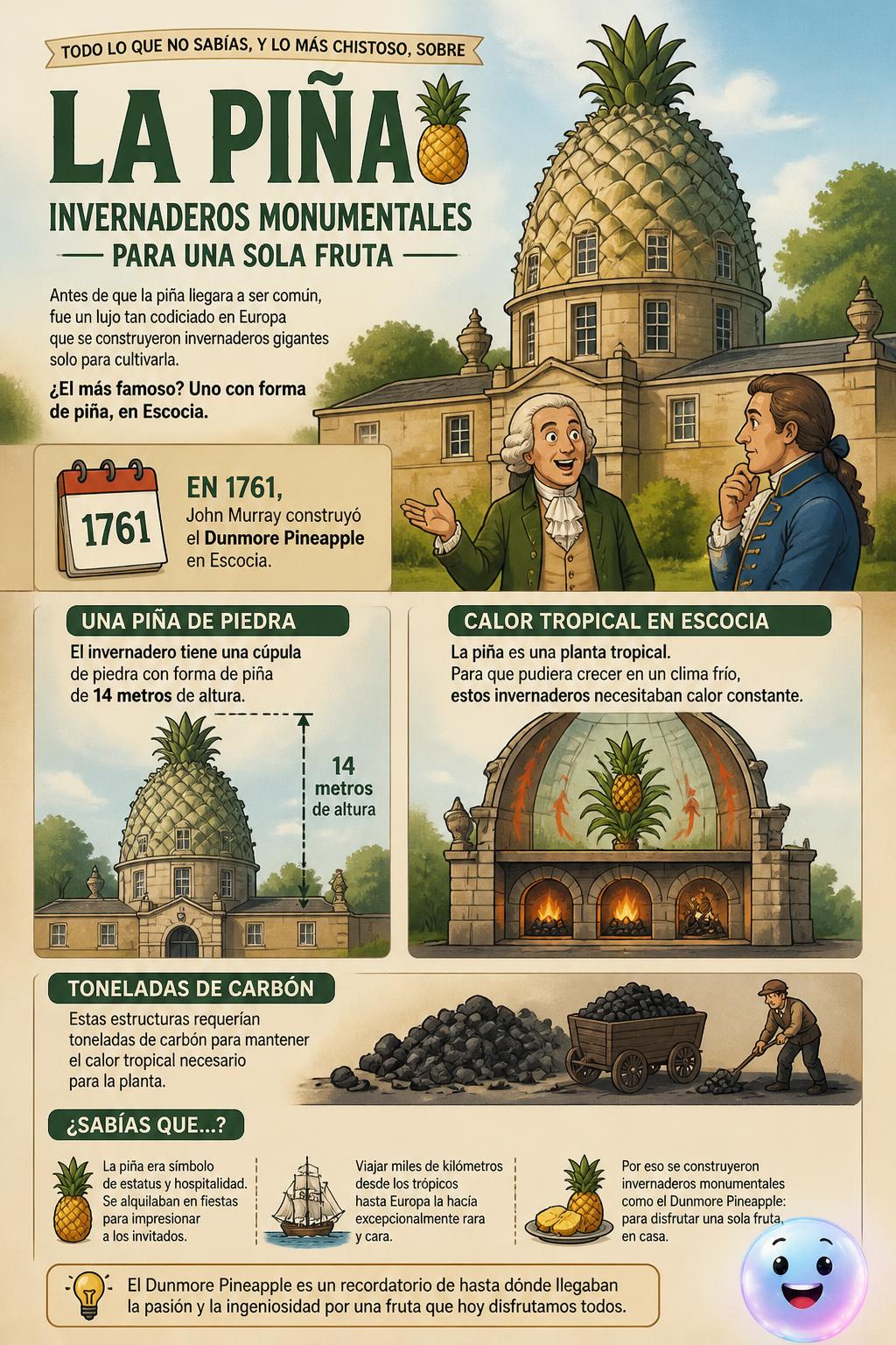 Invernaderos monumentales para piñas: datos curiosos