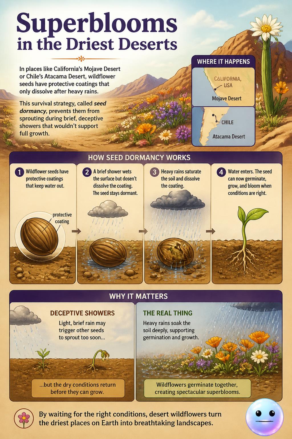 Superblooms in the driest deserts