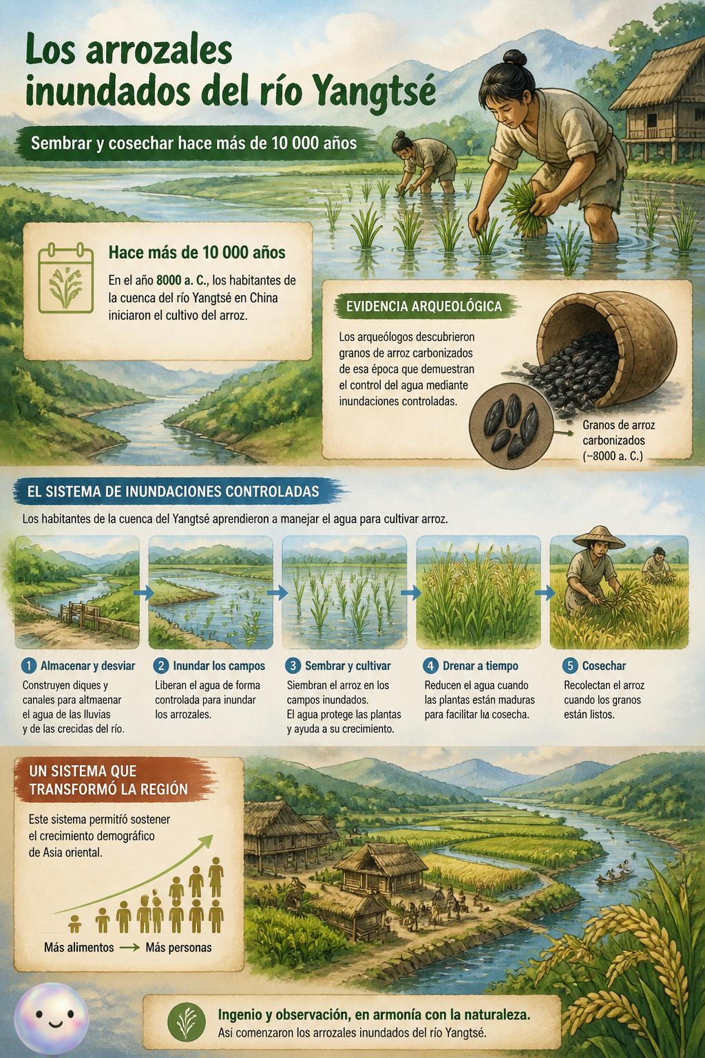 Los arrozales inundados del río Yangtsé