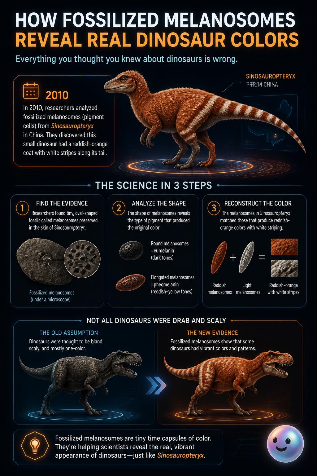 How fossilized melanosomes reveal real dinosaur colors