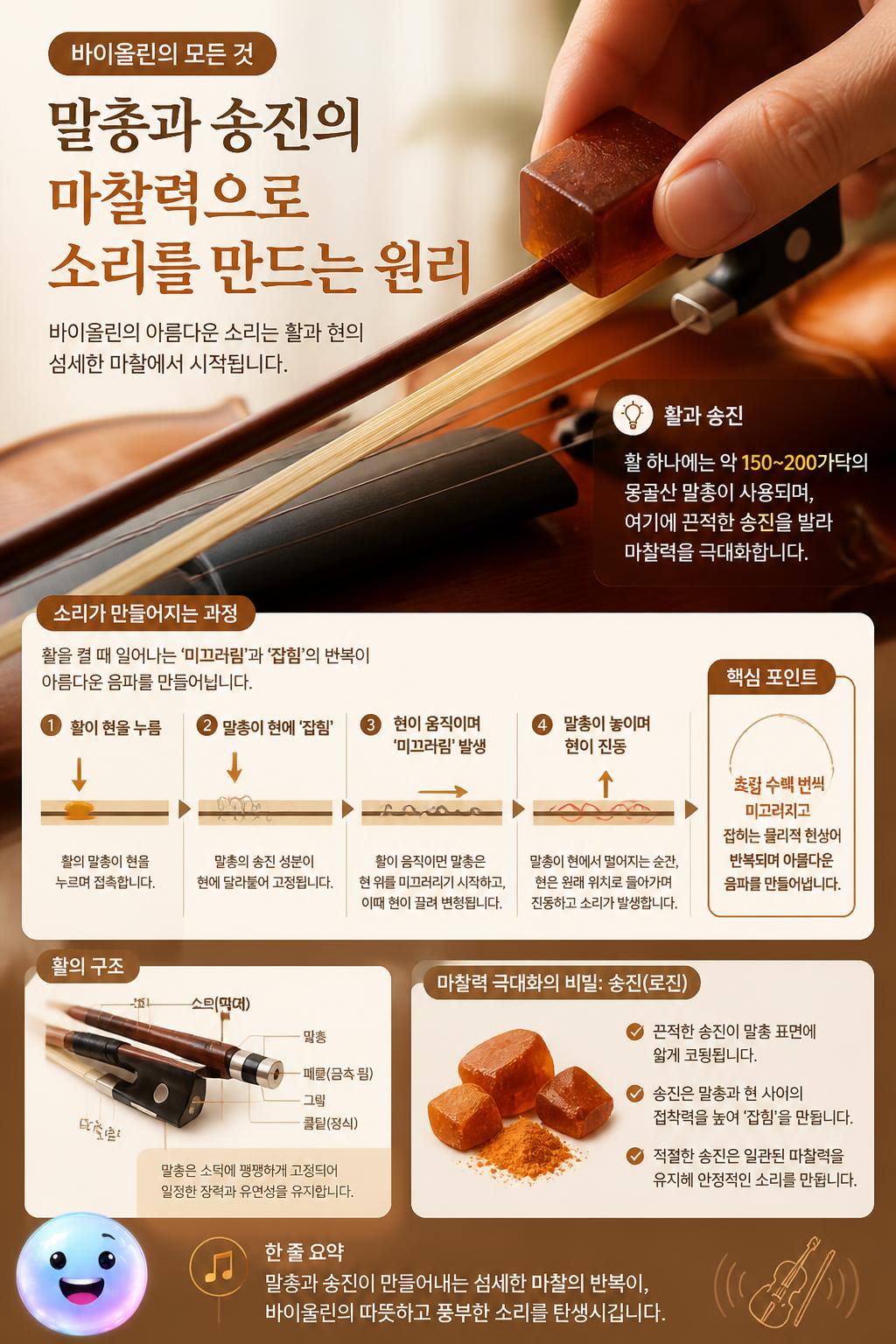 말총과 송진의 마찰력으로 소리를 만드는 원리