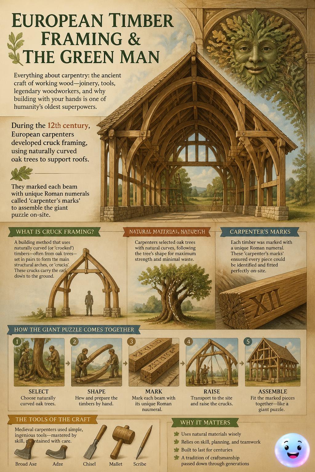 European timber framing and the green man