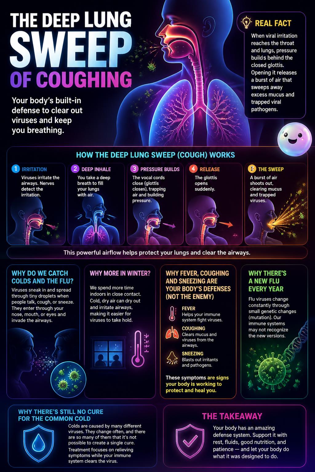 The deep lung sweep of coughing