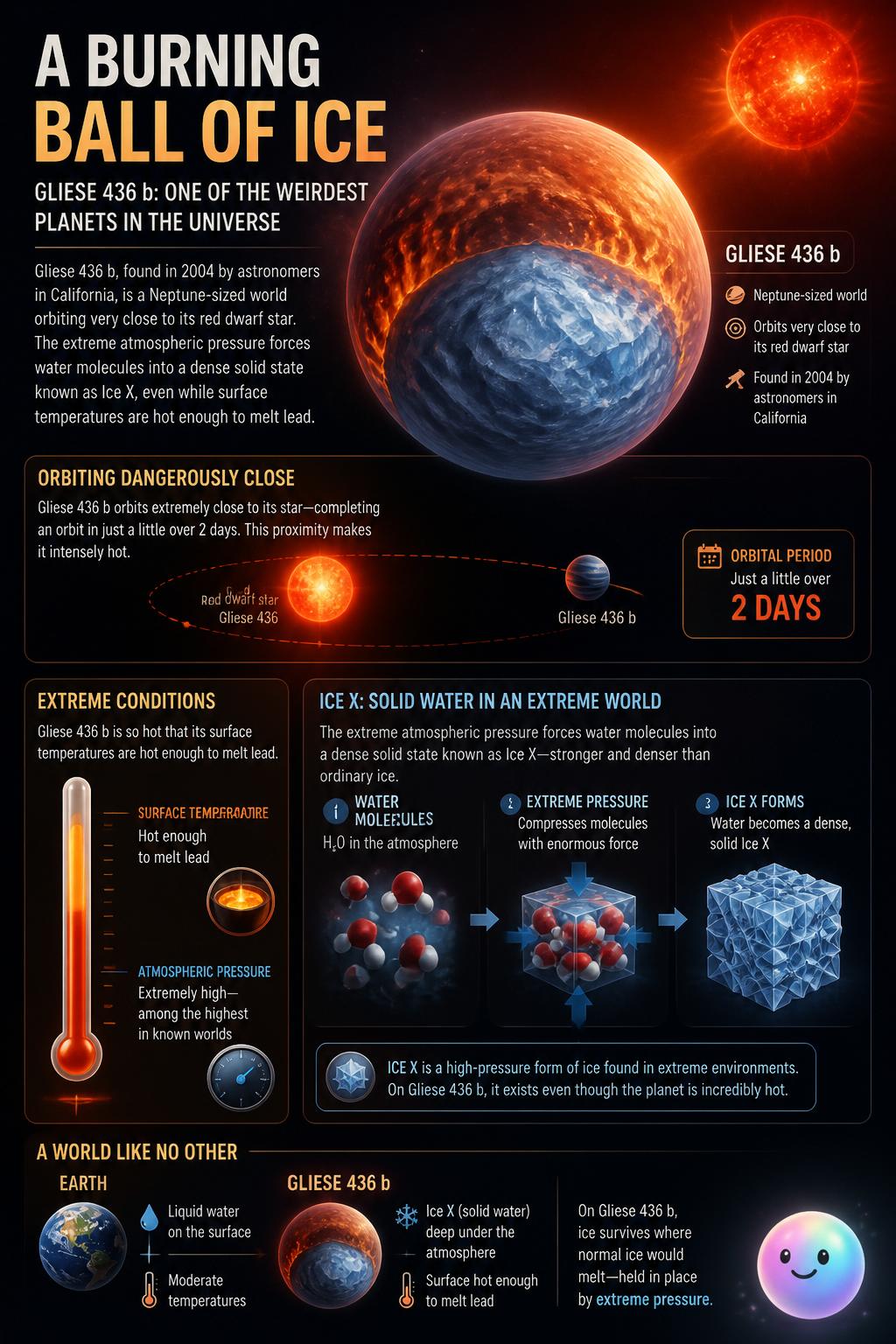 A burning ball of ice held by gravity