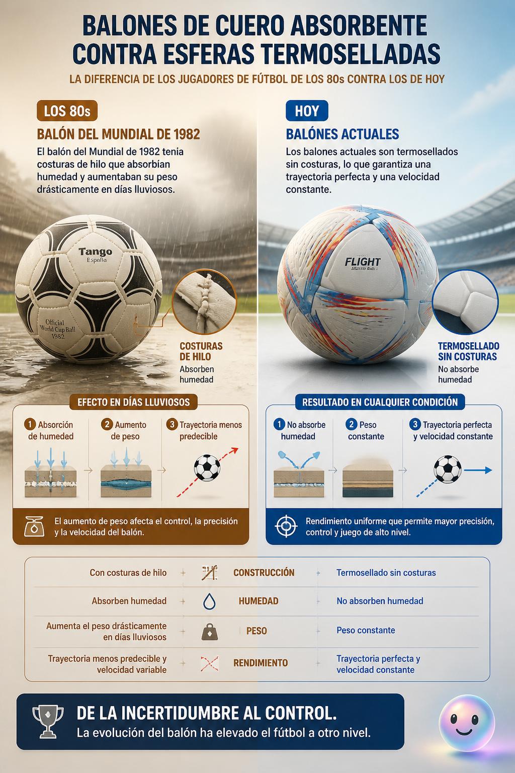 Balones de cuero absorbente contra esferas termoselladas