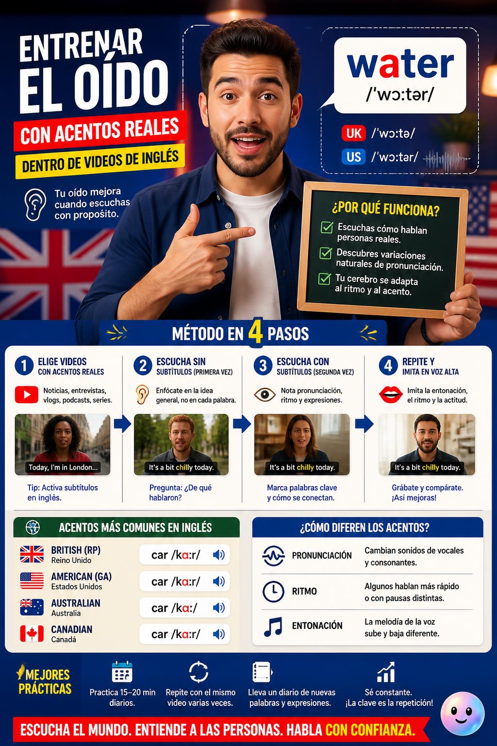 Entrenar el oído con acentos reales