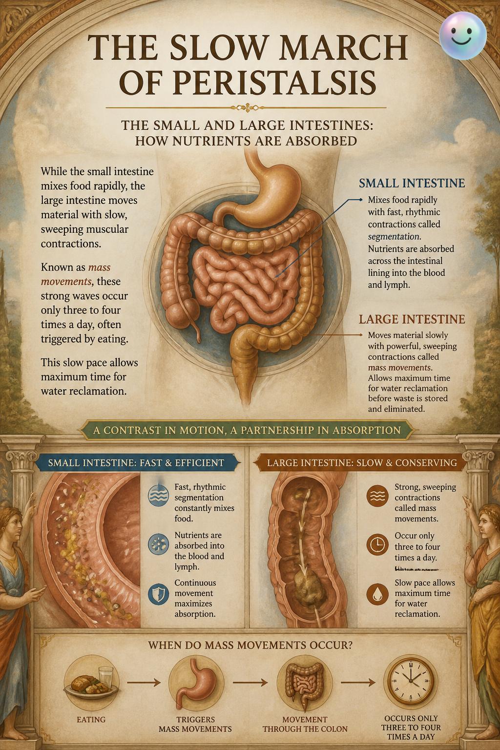 The slow march of peristalsis