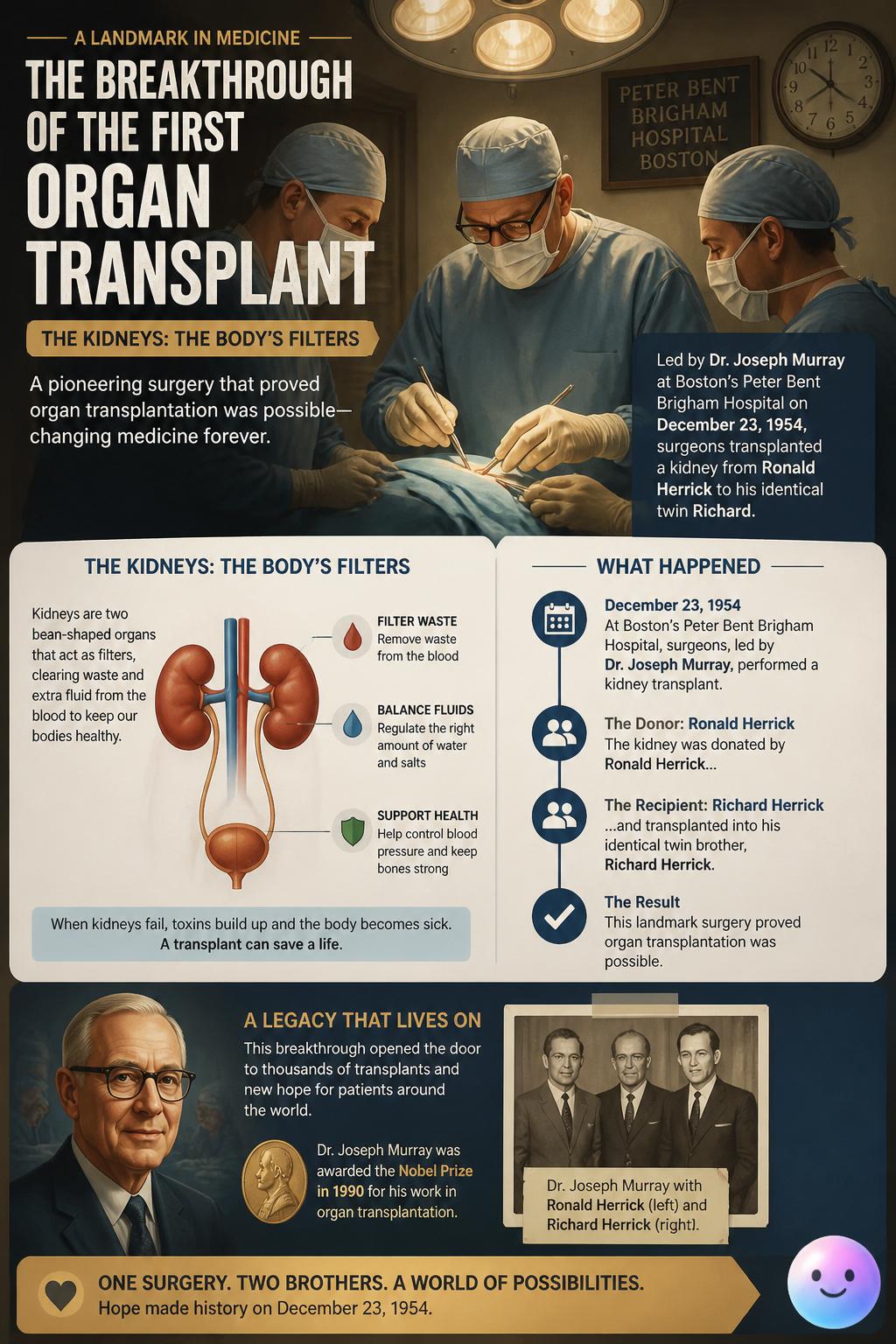 The breakthrough of the first organ transplant