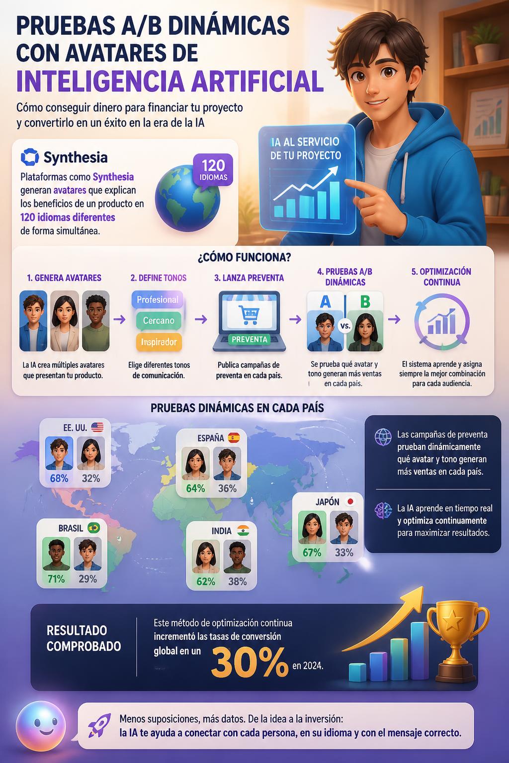 Pruebas A/B dinámicas con avatares de inteligencia artificial