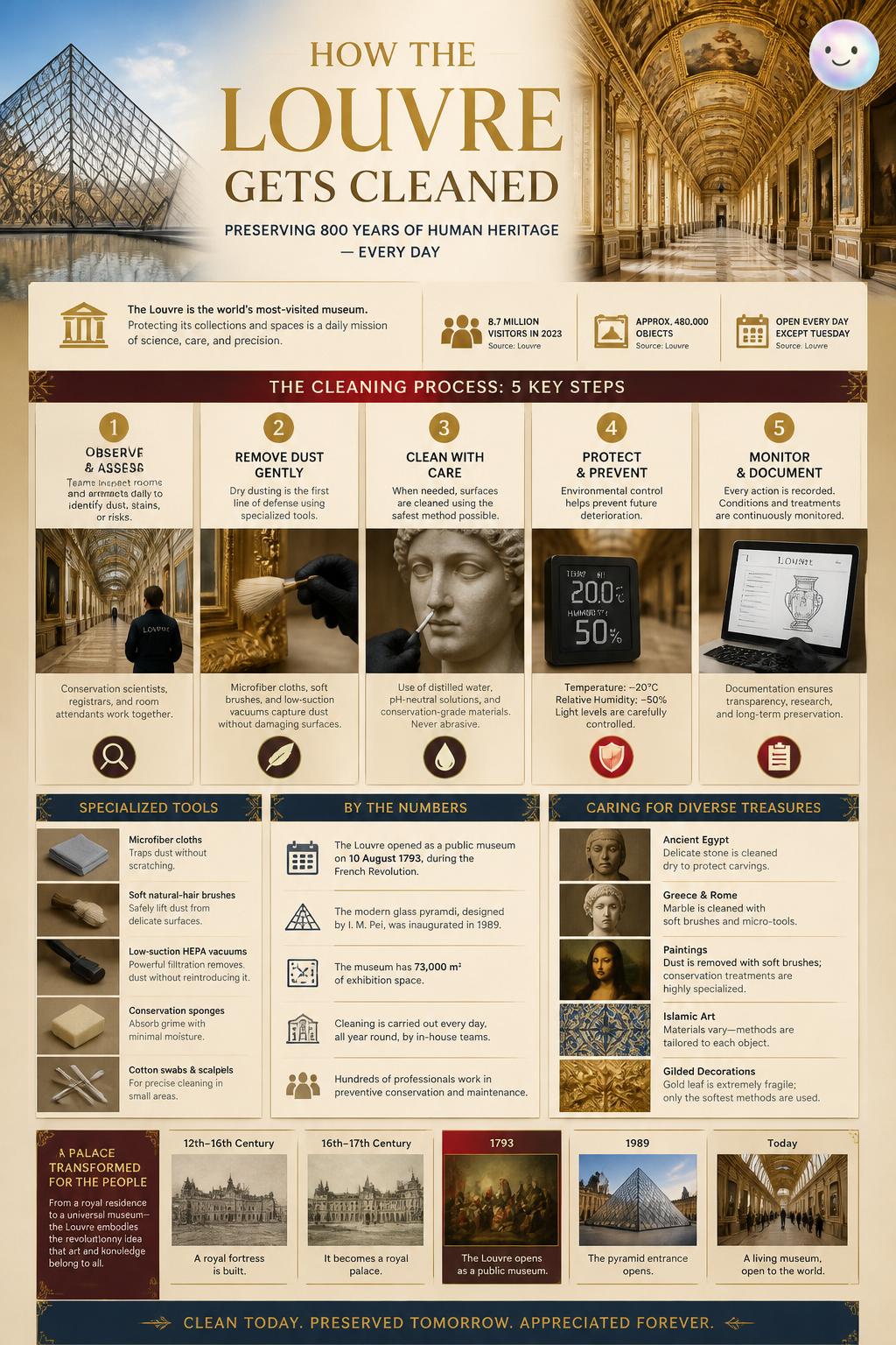 How the Louvre gets cleaned