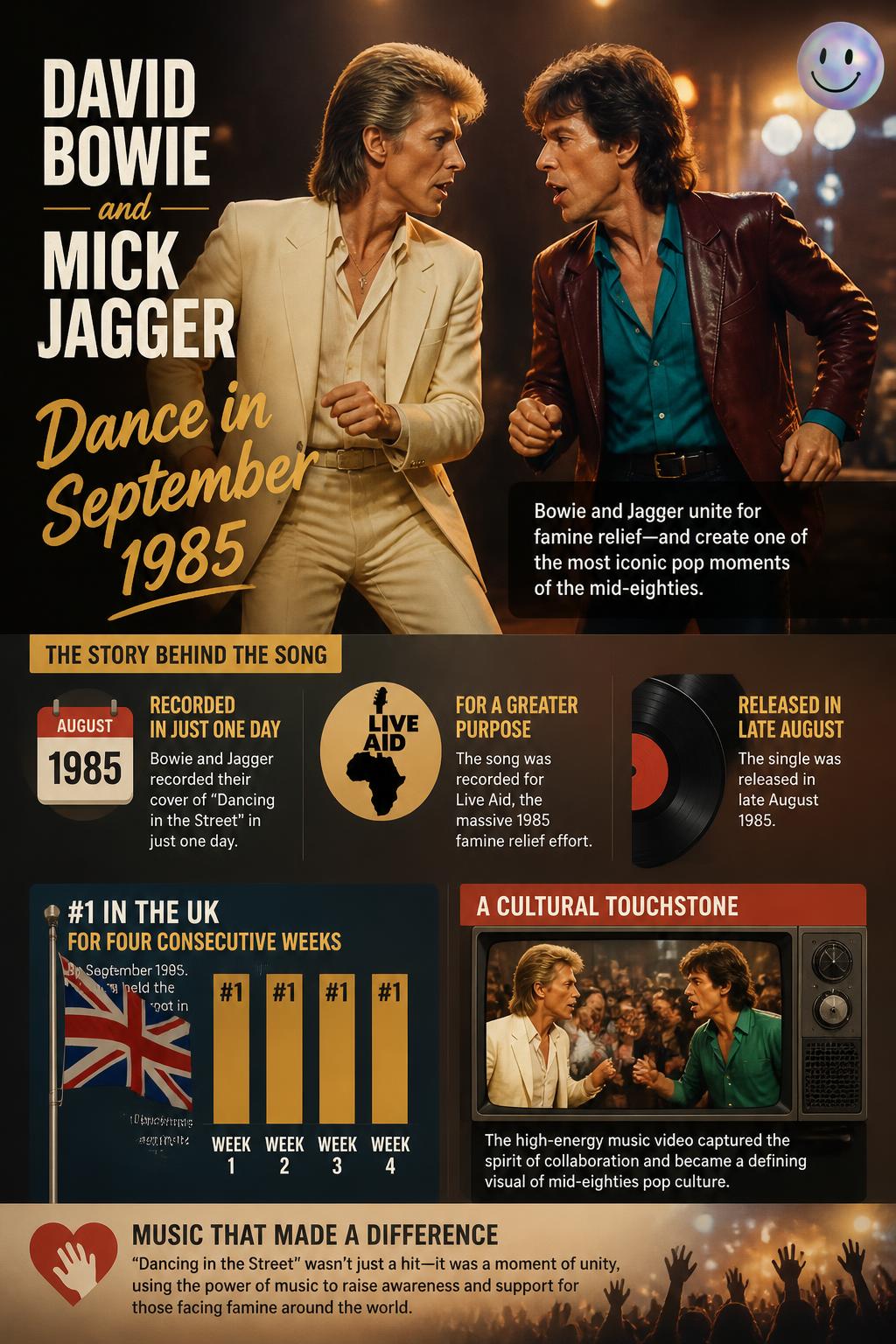 David Bowie and Mick Jagger dance