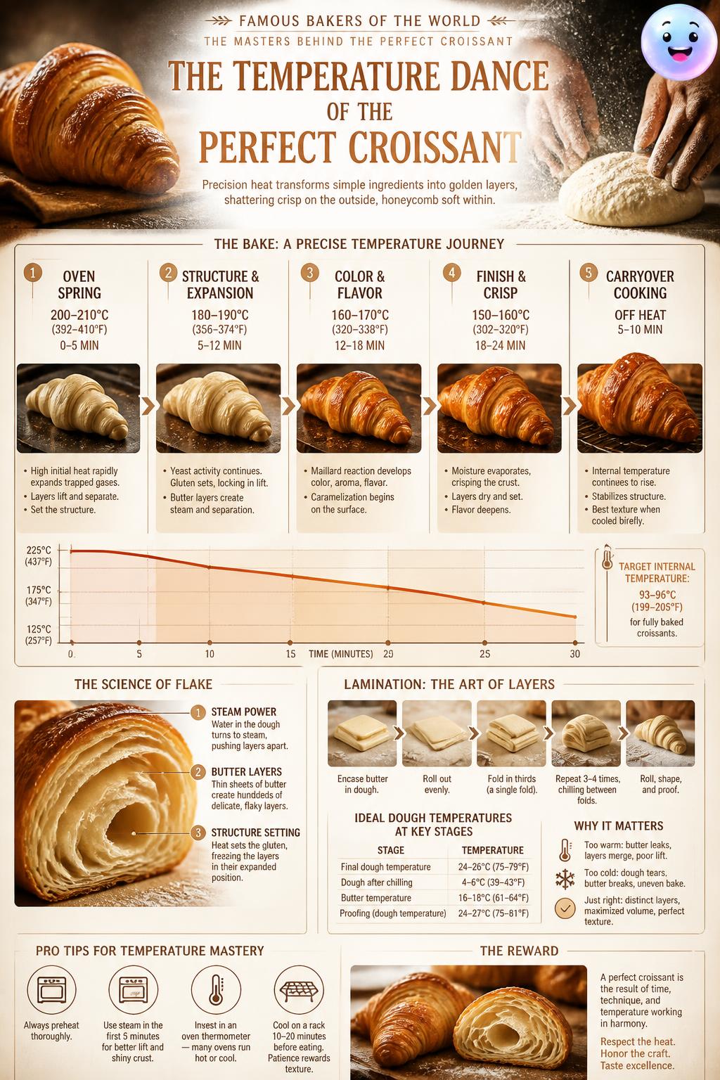 The temperature dance of the perfect croissant