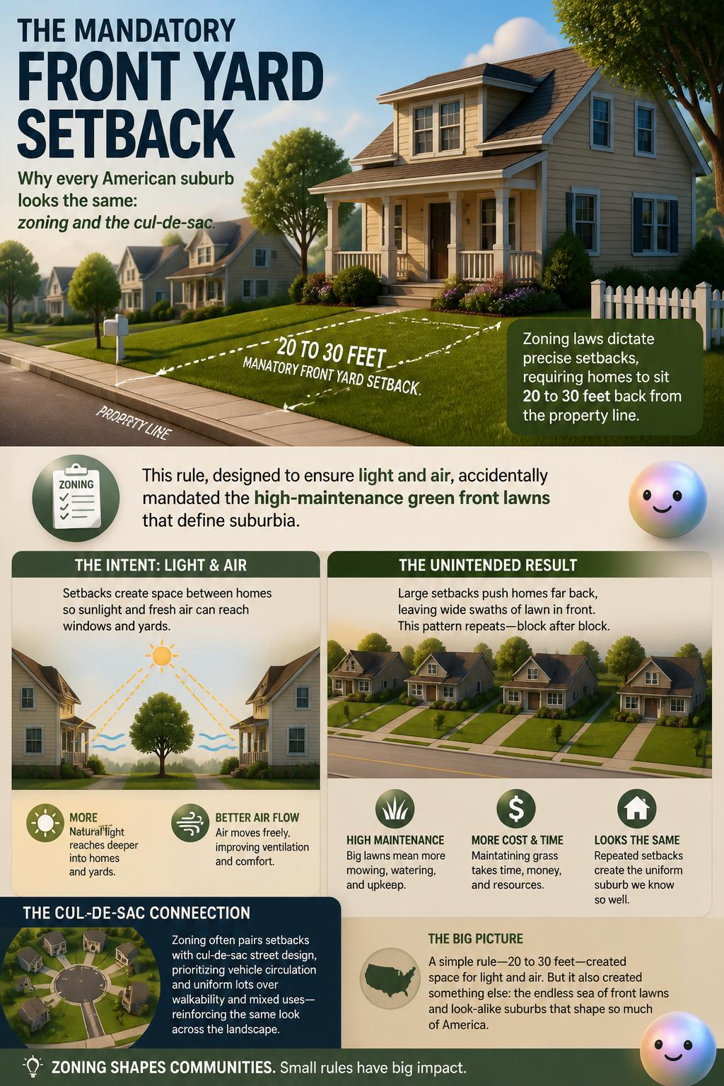 The mandatory front yard setback